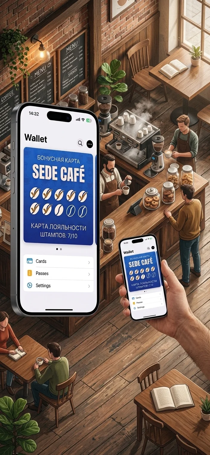 Картка лояльності для кав'ярні в Apple Wallet